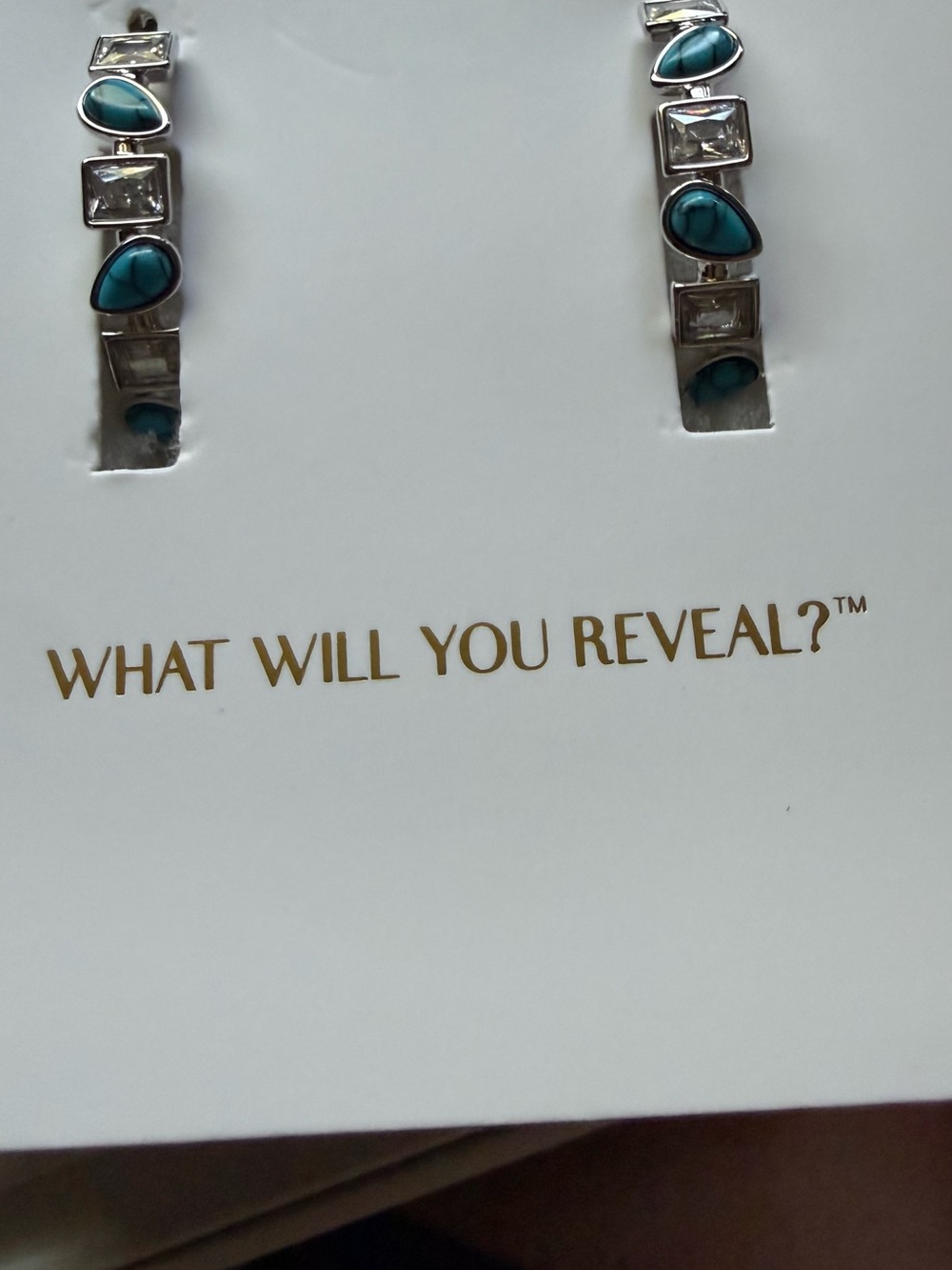 Bomb party outlaw turquoise Teardrop & Diamond cubic zirconia Hoop Earrings -